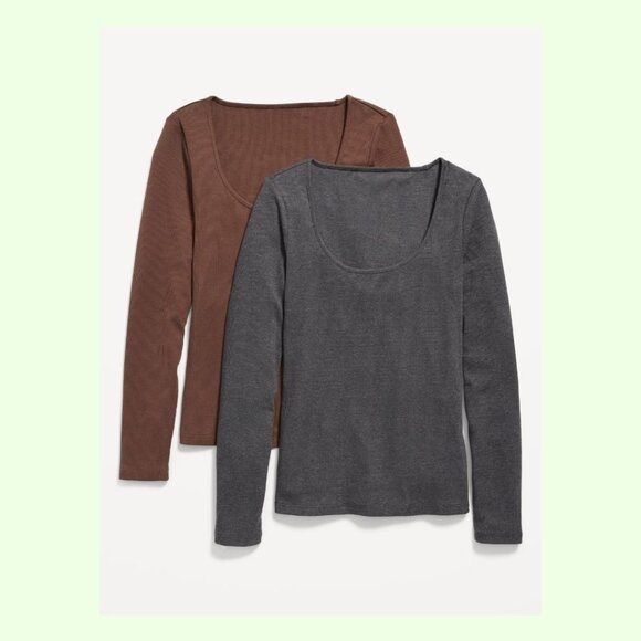 Old Navy Long-Sleeve Slim-Fit Rib-Knit T-Shirt, Charcoal Grey, Size L - Picture 2 of 3